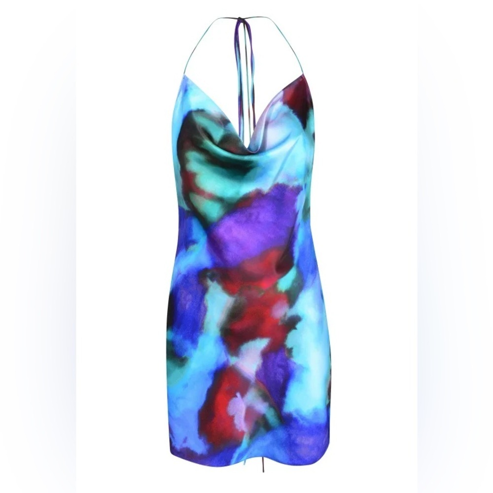 Rat & Boa Karina Mini Dress Blue Purple Green Small Halter TieUp Sexy XXS